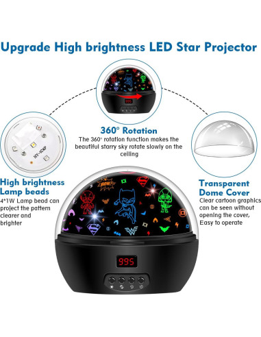 Proyector de Luz Nocturna DCAUT Batman 360 con Temporizador