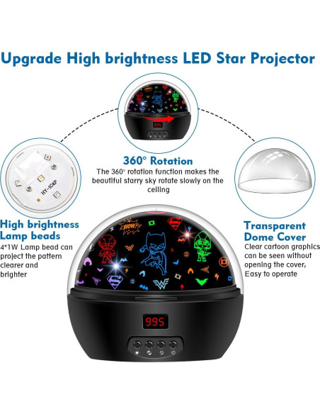 Proyector de Luz Nocturna DCAUT Batman 360 con Temporizador