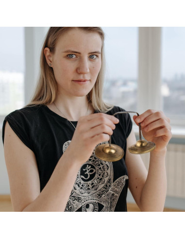 Címbalos Tingsha ZenBless Tibetanos 6.6 cm con Caja y Funda