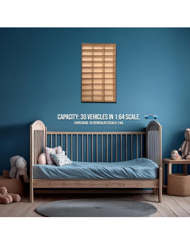 Estante de Exhibición de Coches a Escala 1:64 Alejandro Cortes - Organizador de MDF para 30 Vehículos