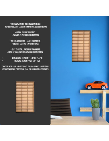 Estante de Exhibición de Coches a Escala 1:64 Alejandro Cortes - Organizador de MDF para 30 Vehículos