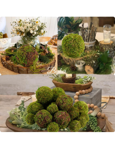 Conjunto de 18 Bolas de Musgo Decorativas BYHER - Rellenos para Tazones