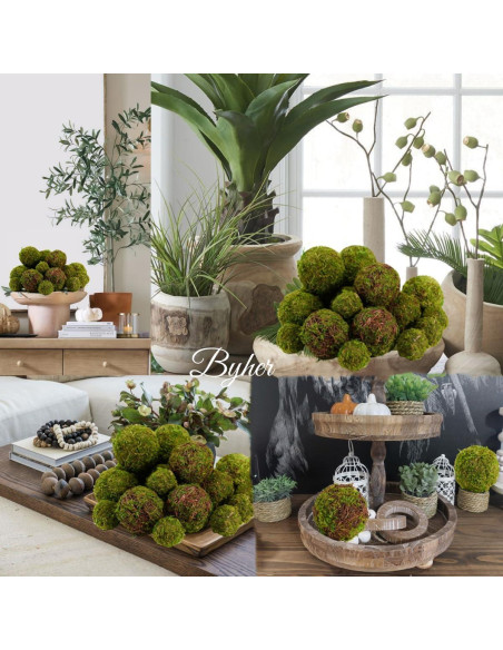 Conjunto de 18 Bolas de Musgo Decorativas BYHER - Rellenos para Tazones