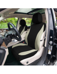 Cubiertas de Asiento de Coche TLH Juego Completo Beige y Negro 2