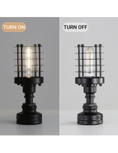 Base de Lámpara de Mesa Vintage E26 Steampunk Cilindro Negro 2