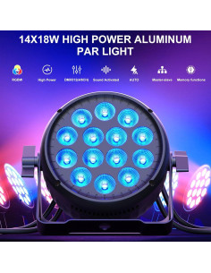 Luz Par LED RGBW 14X18W DMX512 para Escenario y Eventos 2