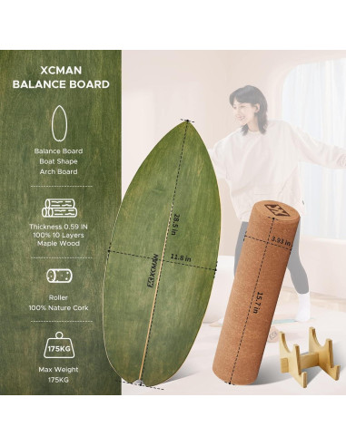 Tabla de Equilibrio XCMAN con Rodillo de Madera Antideslizante
