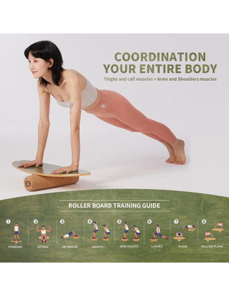 Tabla de Equilibrio XCMAN con Rodillo de Madera Antideslizante