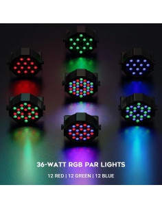Luces Par LED 4 Pack LaluceNatz 36W RGB Control Remoto 2