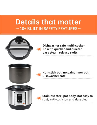 Olla de Presión Eléctrica KINGBULL 12 en 1 5.68L Antiadherente