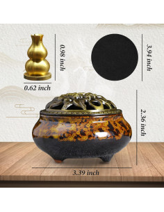 Horno de Incienso Cerámica DUOHEMENG 10.2cm Redondo 2