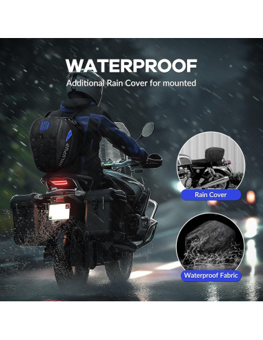 Bolsa de Asiento para Motocicleta HHLUPUP 38L Impermeable Azul