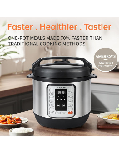 Olla de Presión Eléctrica KINGBULL 12 en 1 5.68L Antiadherente