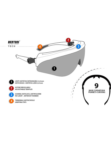 Gafas de Tiro Bertoni AF869 Antivaho y Irrompibles UV