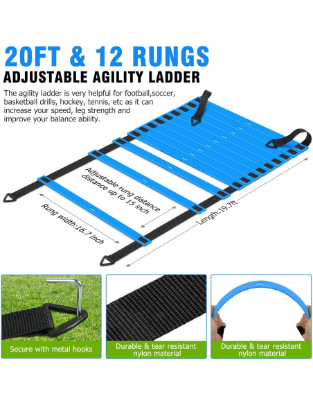 Set de Entrenamiento de Velocidad y Agilidad SMTPDT - 5 Vallas y Escalera 6.1m