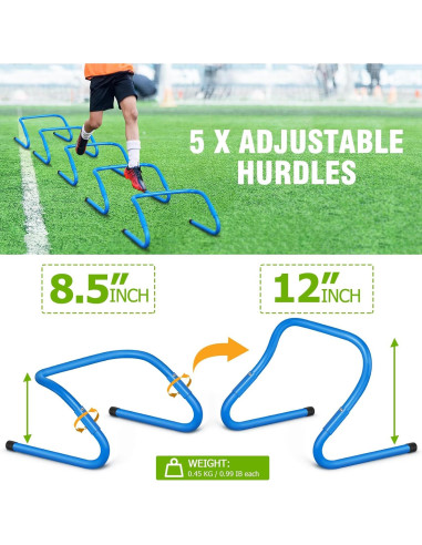 Set de Entrenamiento de Velocidad y Agilidad SMTPDT - 5 Vallas y Escalera 6.1m