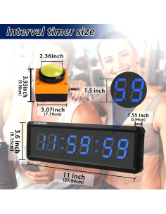Temporizador de Fitness BS-MIAOBO 1.5" LED 6 Dígitos Azul 2