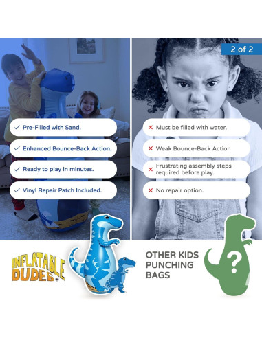 Bolsa de Golpes Inflable DUDAS INFLABLES Dinosaurio 119 cm