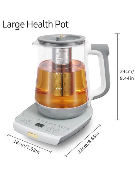 Hervidor Eléctrico Cglightwsparkle 1.8L con Infusor y 12 Funciones