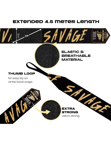 Envolturas de Mano BeSAVAGE 180 Pulgadas para Boxeo y MMA
