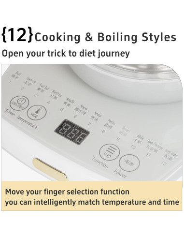 Hervidor Eléctrico Cglightwsparkle 1.8L con Infusor y 12 Funciones