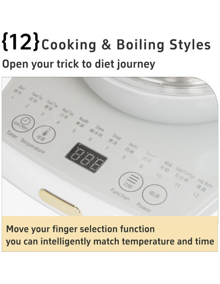 Hervidor Eléctrico Cglightwsparkle 1.8L con Infusor y 12 Funciones