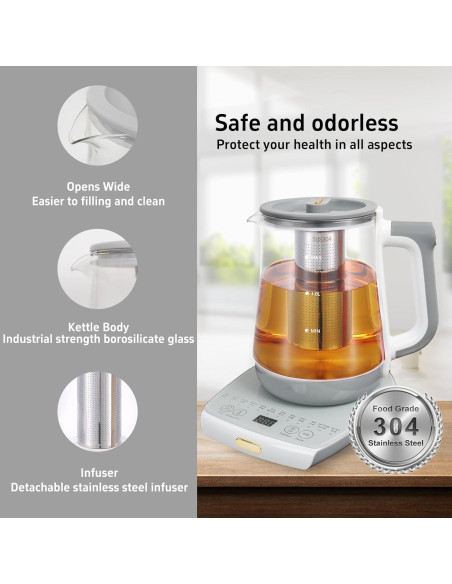 Hervidor Eléctrico Cglightwsparkle 1.8L con Infusor y 12 Funciones