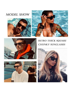 Gafas de sol cuadradas gruesas EYLRIM unisex UV400 negras 2