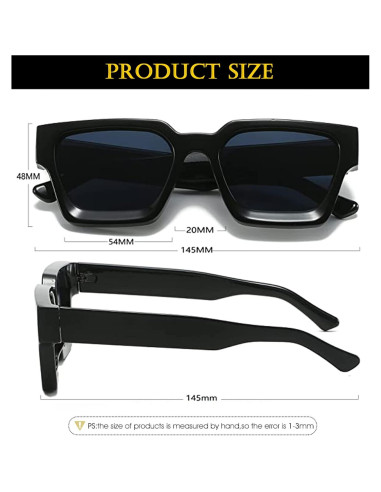 Gafas de sol cuadradas gruesas EYLRIM unisex UV400 negras