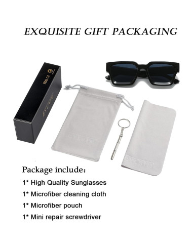 Gafas de sol cuadradas gruesas EYLRIM unisex UV400 negras