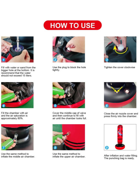 Saco de Boxeo Inflable ZHUYNXIR para Niños 160 cm Rojo