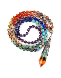 Collar de cuentas de oración GEHECRST 7 Chakra 108 con colgante