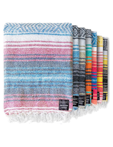 Manta Mexicana Tejida a Mano Benevolencia LA 127x178 cm Azul