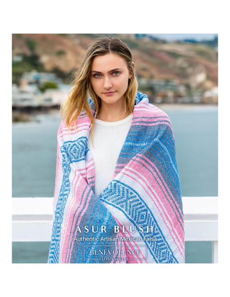 Manta Mexicana Tejida a Mano Benevolencia LA 127x178 cm Azul