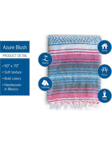 Manta Mexicana Tejida a Mano Benevolencia LA 127x178 cm Azul