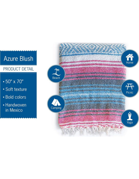 Manta Mexicana Tejida a Mano Benevolencia LA 127x178 cm Azul