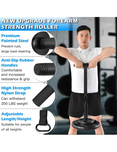 Rodillo de Muñeca para Antebrazo XonyiCos - Entrenador Fitness