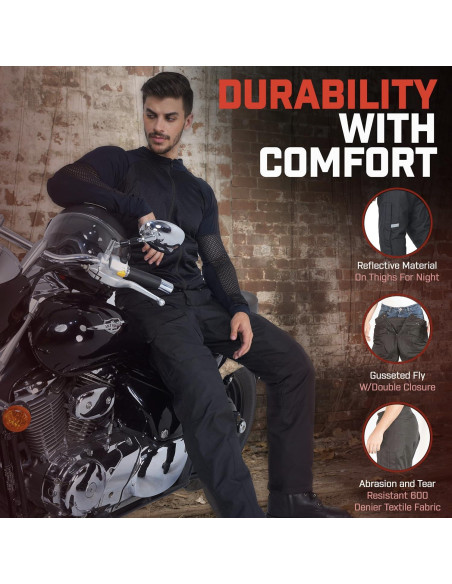 Pantalones de Motocicleta WICKED STOCK Impermeables con Armadura