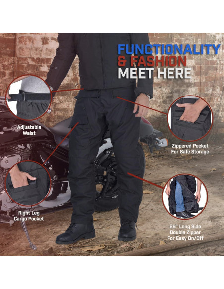 Pantalones de Motocicleta WICKED STOCK Impermeables con Armadura