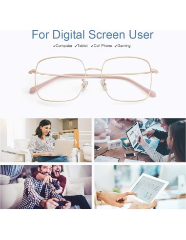 Gafas de Bloqueo de Luz Azul Cyxus Cuadradas Retro Metal