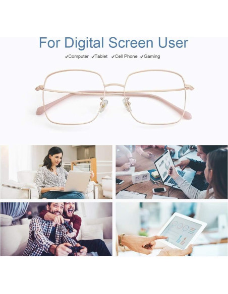 Gafas de Bloqueo de Luz Azul Cyxus Cuadradas Retro Metal