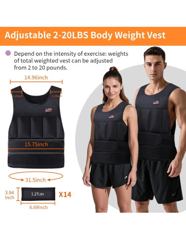 Chaleco con peso ajustable Wolliwa 2-9 kg para entrenamiento