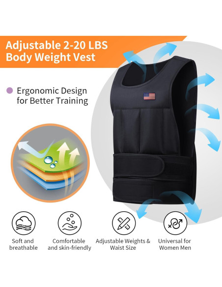 Chaleco con peso ajustable Wolliwa 2-9 kg para entrenamiento