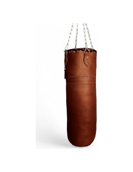 Bolsa de Boxeo de Cuero Geoffrey 100cm Marrón Vintage con Cadenas
