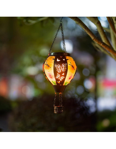 Lámpara Solar Colgante DREAMSOUL Mariposa 46cm Vidrio Metal