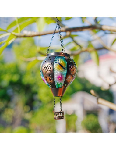 Lámpara Solar Colgante DREAMSOUL Mariposa 46cm Vidrio Metal