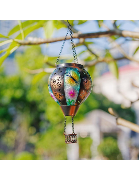 Lámpara Solar Colgante DREAMSOUL Mariposa 46cm Vidrio Metal