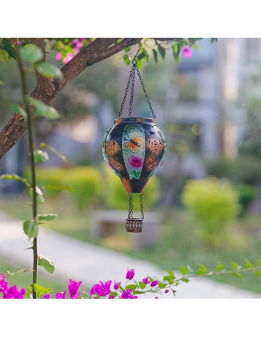 Lámpara Solar Colgante DREAMSOUL Mariposa 46cm Vidrio Metal