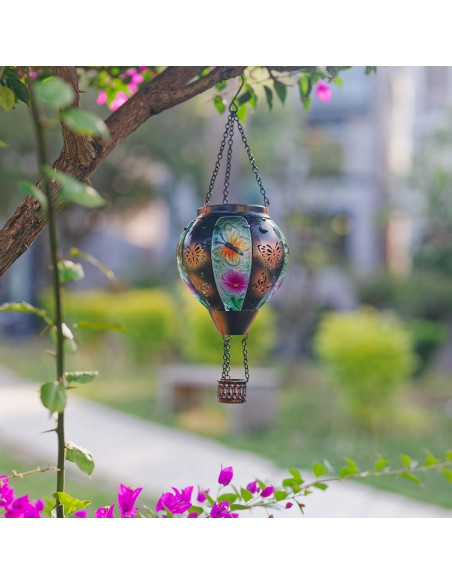 Lámpara Solar Colgante DREAMSOUL Mariposa 46cm Vidrio Metal