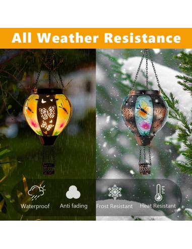 Lámpara Solar Colgante DREAMSOUL Mariposa 46cm Vidrio Metal